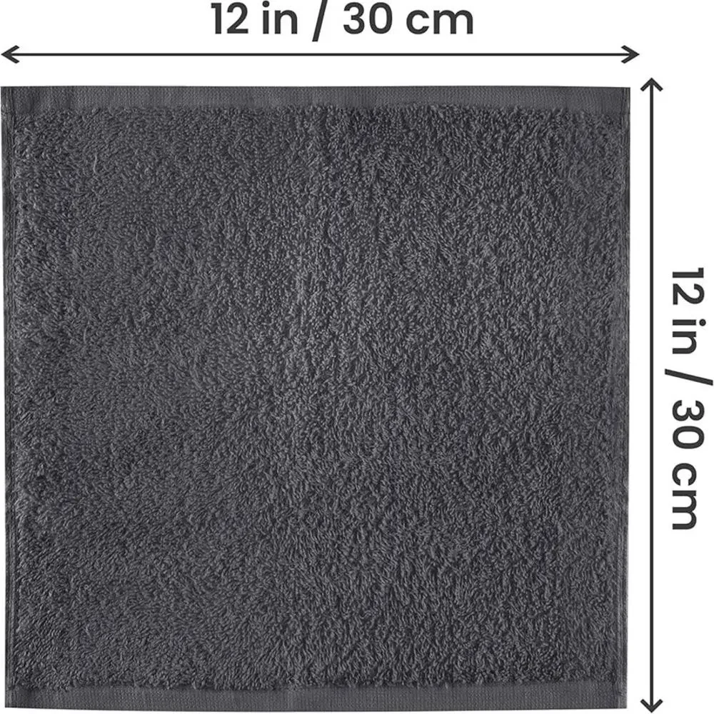 10 UTOPIA Dark Grey Gray Small Washcloth Guest Makeup Face Finger Towels Set